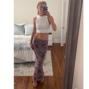 REVOLVE Pink and animal print Maxi Skirt.